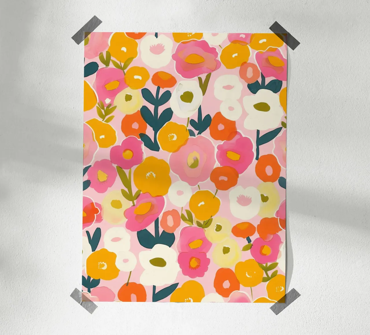 Bunte Boho Mohn Garten Botanical Floral Abstrakte Blumen Hahnemühle von Gentle Echoes Art