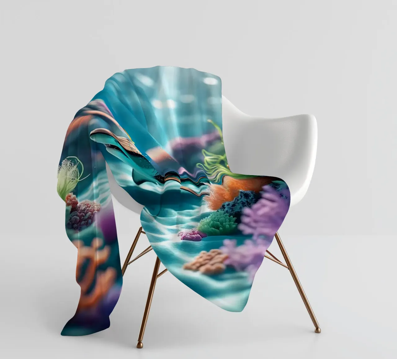🪸🦈 Tiger Shark | Shadow in the Reef fleece blanket by Trinkets NL Design Studio