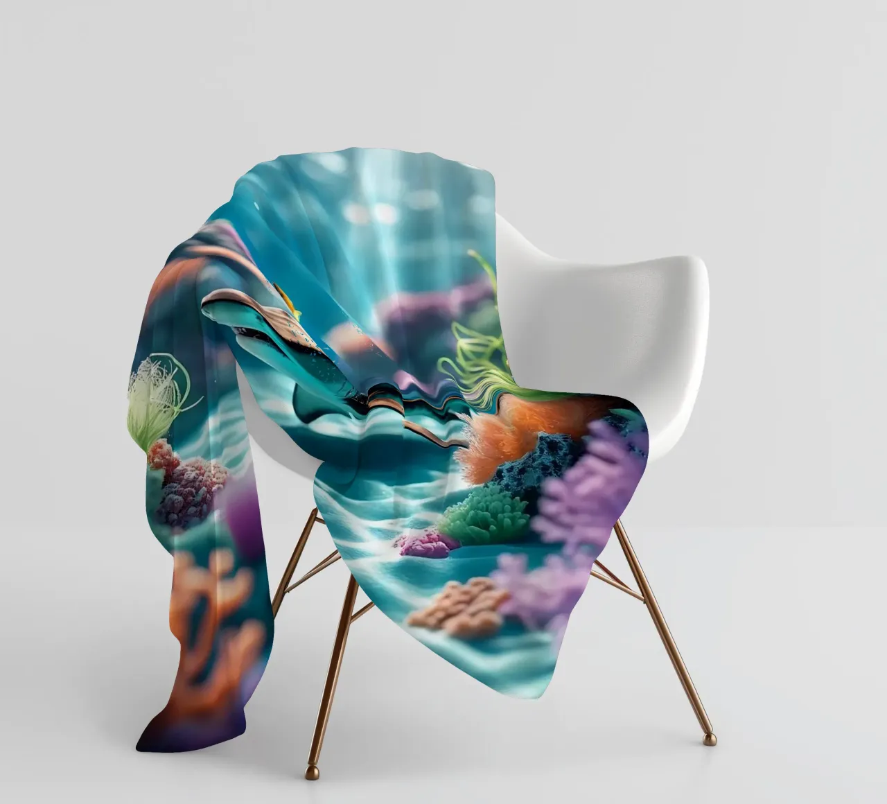 🪸🦈 Tiger Shark | Shadow in the Reef fleece blanket by Trinkets NL Design Studio