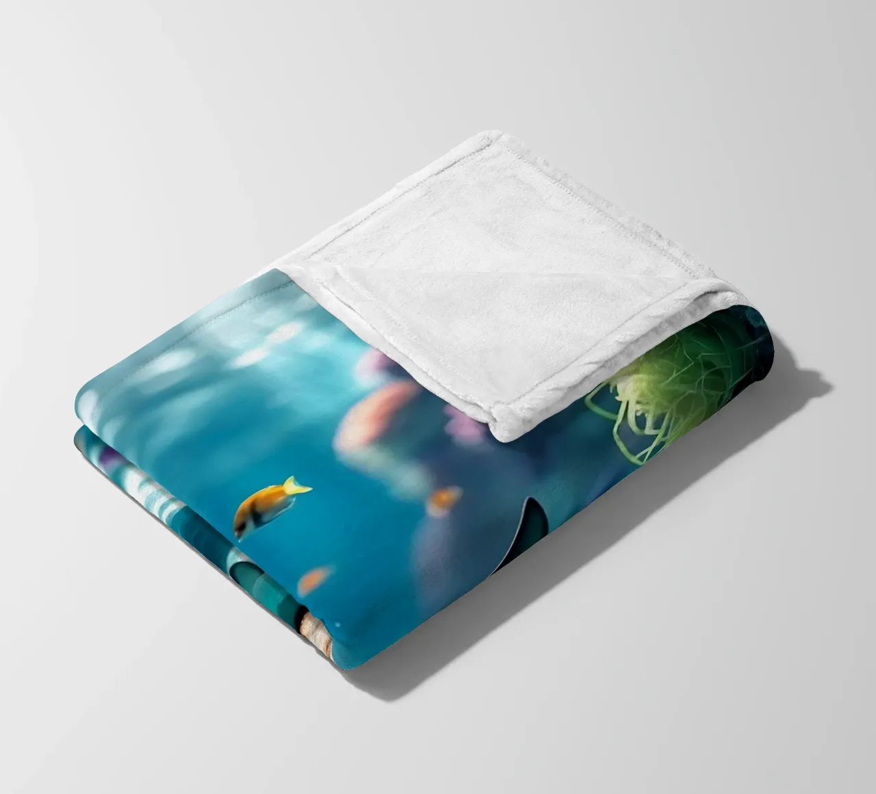 🪸🦈 Tiger Shark | Shadow in the Reef fleece blanket by Trinkets NL Design Studio