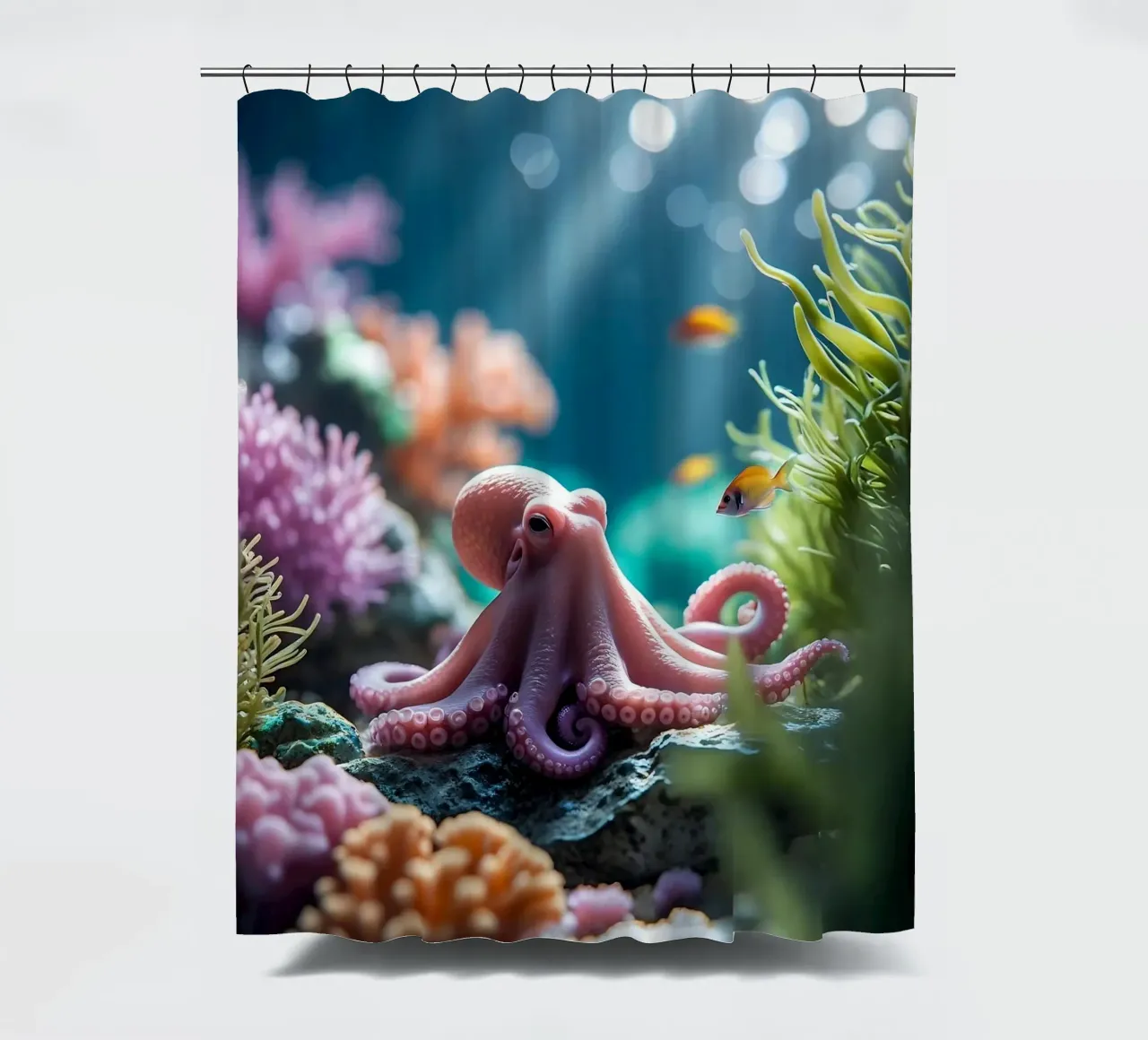 🪸🐙 Octopus | Soft pink encounter (3) shower curtain by Trinkets NL Design Studio