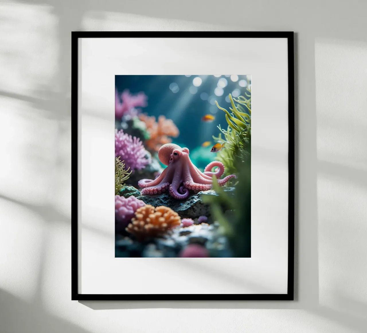 🪸🐙 Octopus | Soft pink encounter (3) poster with plastic frame by Trinkets NL Design Studio