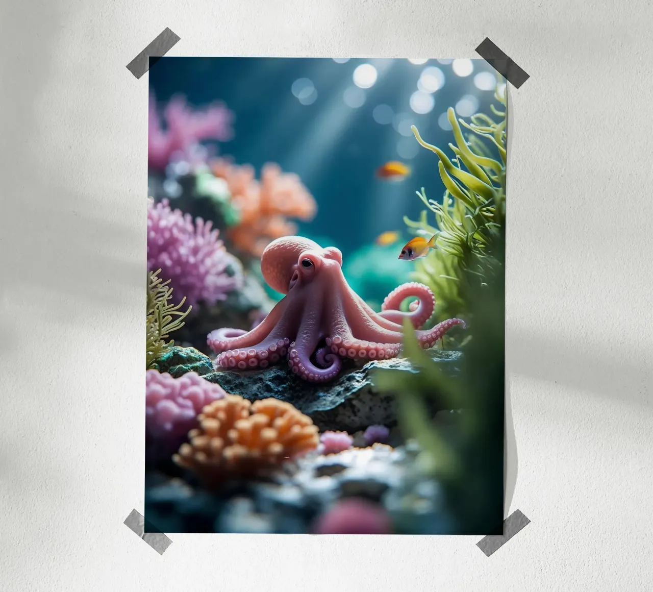 🪸🐙 Polpo | Incontro morbido e rosa (3) poster da Trinkets NL Design Studio