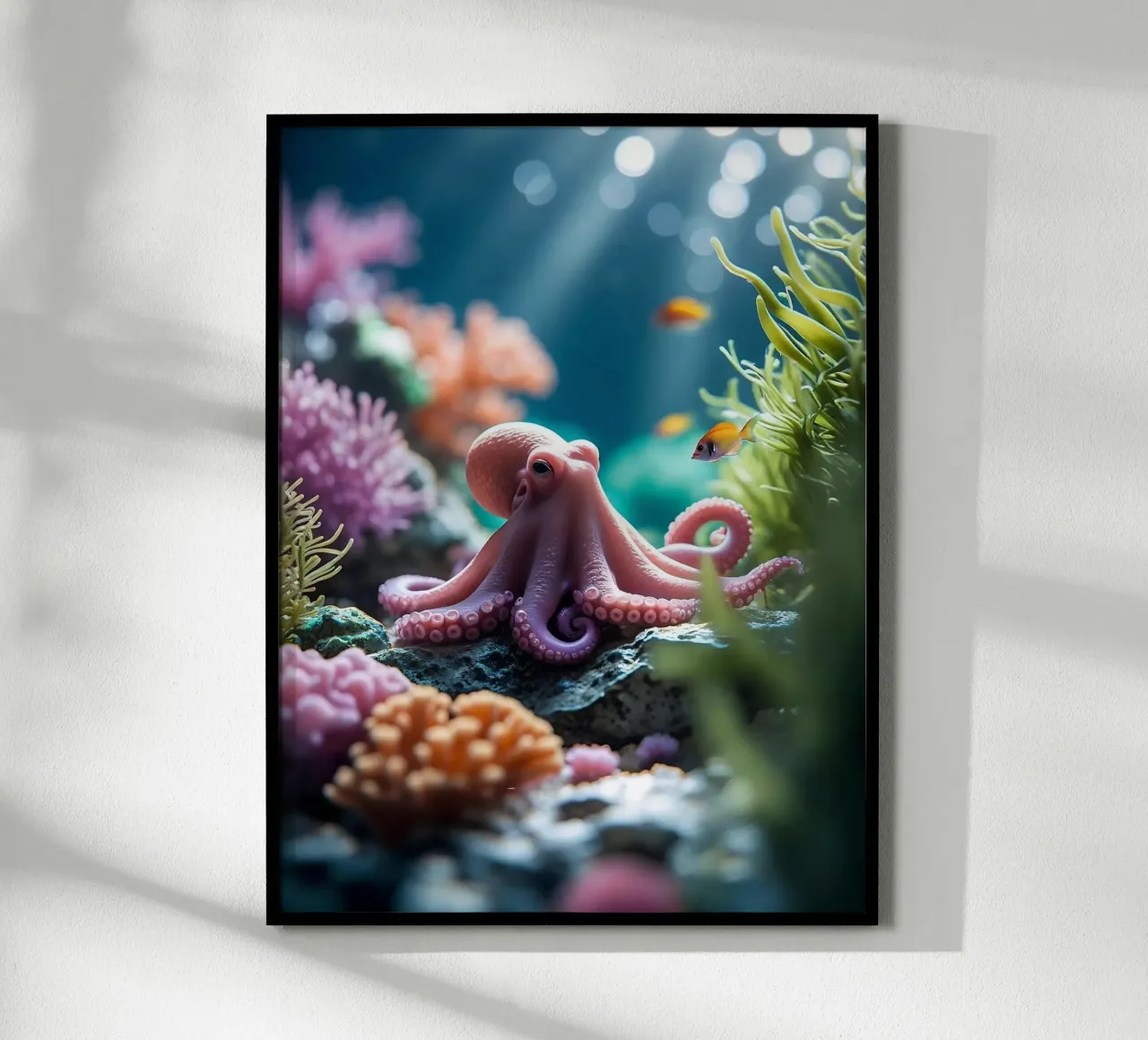 🪸🐙 Octopus | Soft pink encounter (3) poster with plastic frame by Trinkets NL Design Studio