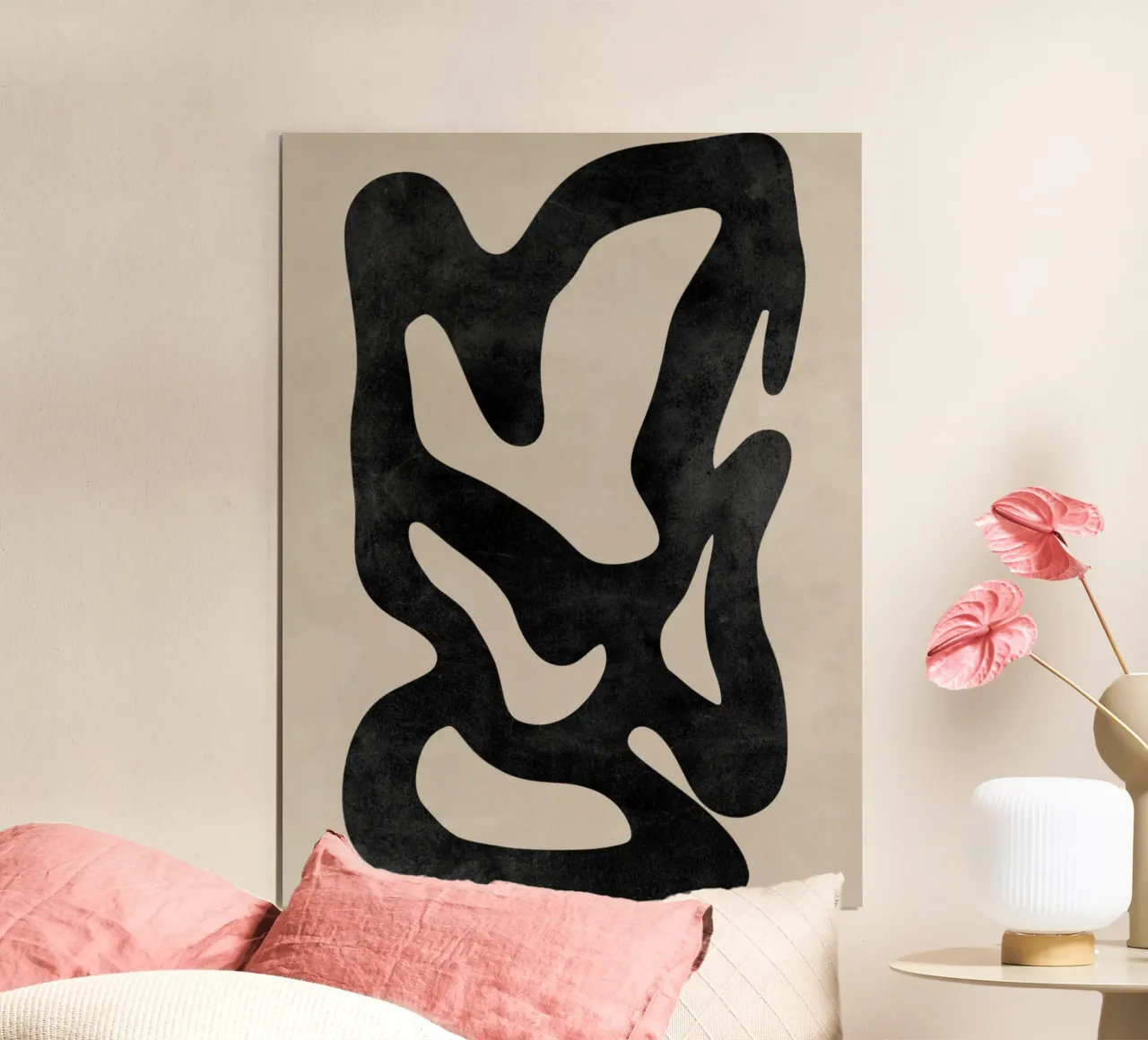 Abstracte Vorm Muurkunst, Moderne Abstracte Kunst, Neutrale Kunst poster met aluminium frame van AbstractPrints