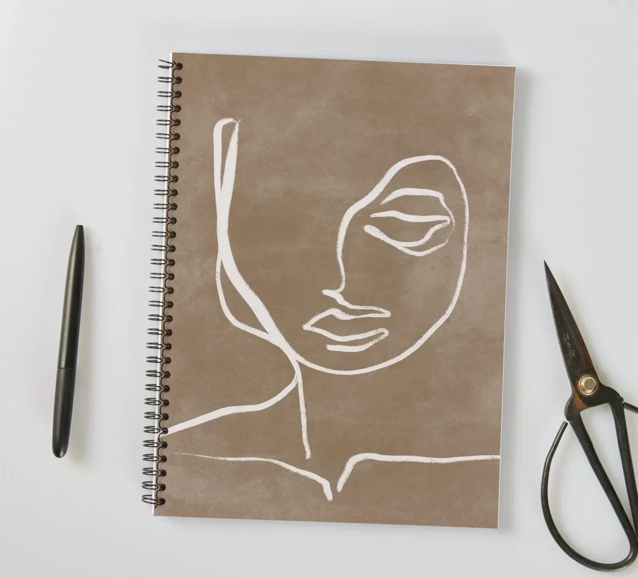 Abstract Face Print, Modern Art, Modern Minimalist Art spiral notebook by AbstractPrints
