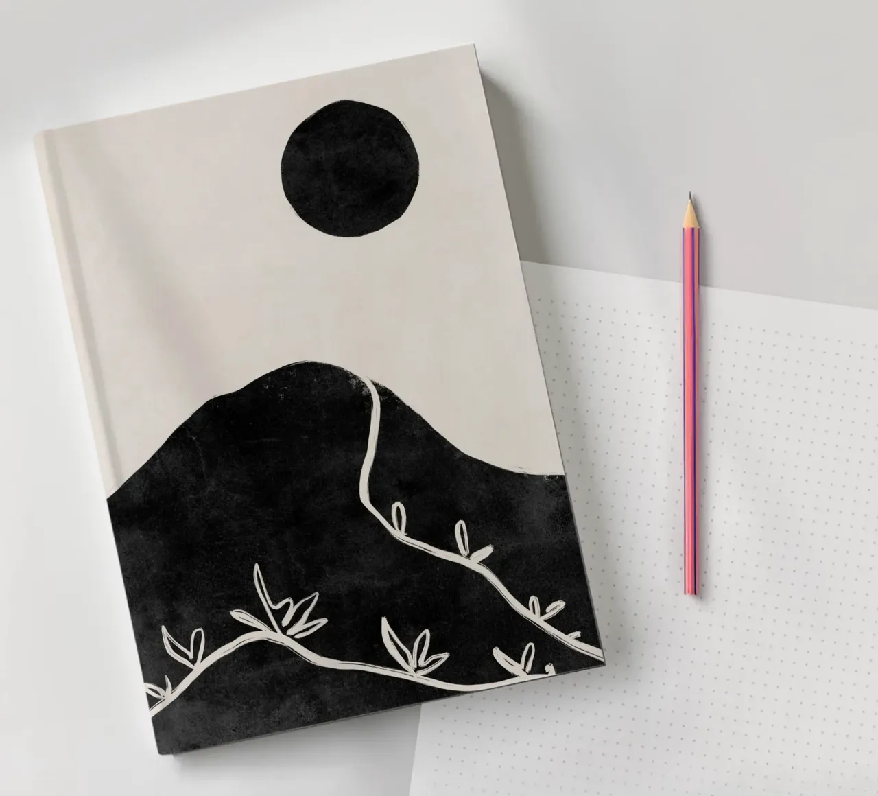 Abstract Mountain Print, Abstract Minimalist Poster notebook by AbstractPrints