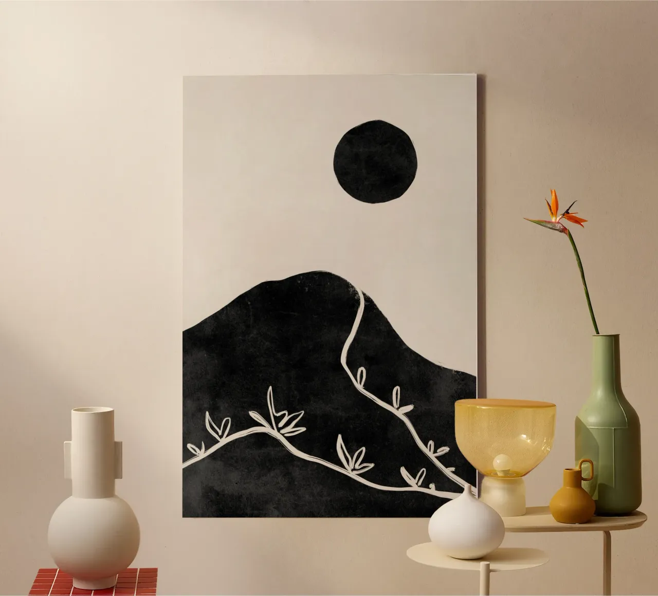 Abstract Mountain Print, Abstract Minimalist Poster canvas with Floater frame by AbstractPrints