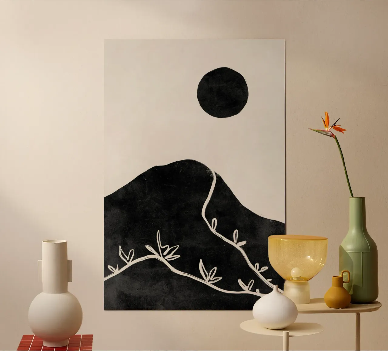 Abstract Mountain Print, Abstract Minimalist Poster poster with plastic frame by AbstractPrints