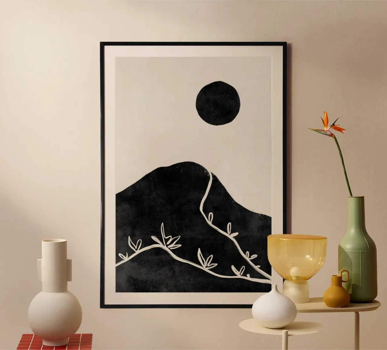 Abstract Mountain Print, Abstract Minimalist Poster poster with plastic frame by AbstractPrints