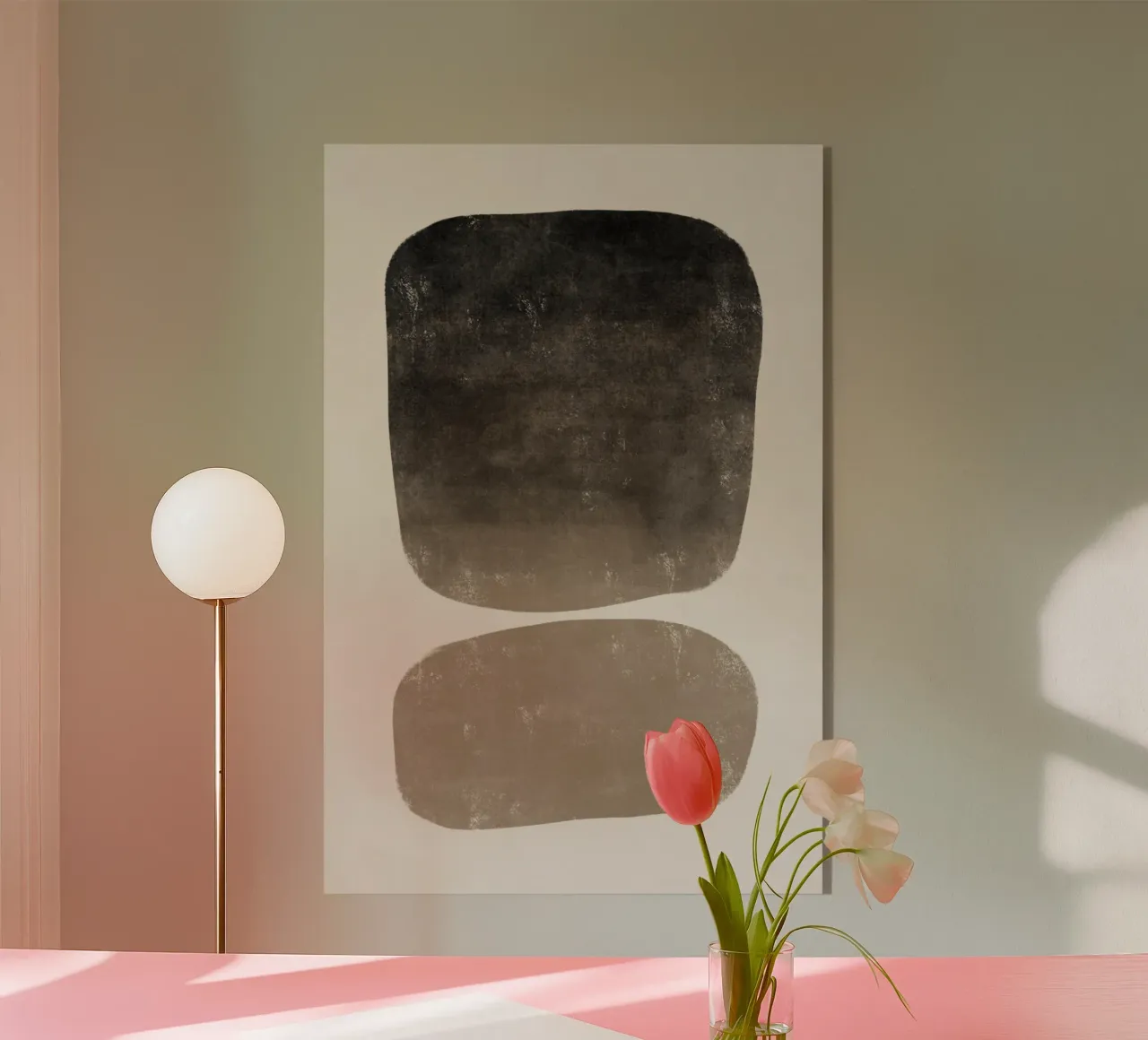 Abstract Modern Art, Neutral Monochrome Poster acrylic glass by AbstractPrints
