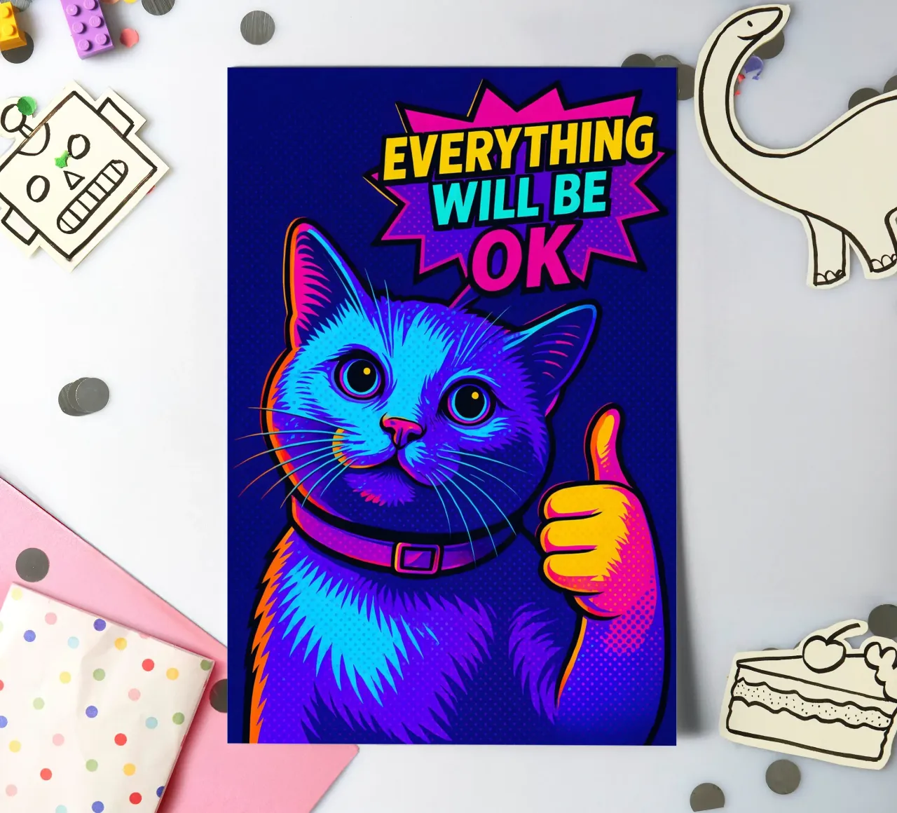 Alles wird gut Katze Stickerbogen von MakArena