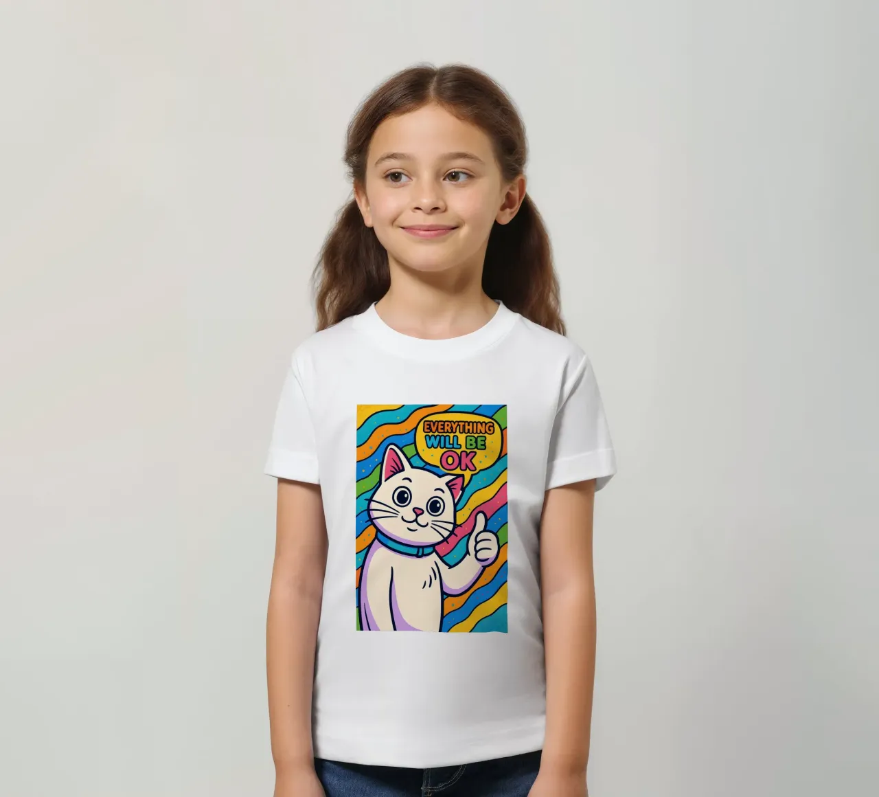 Optimistic Cat Vibes kids t-shirt by MakArena