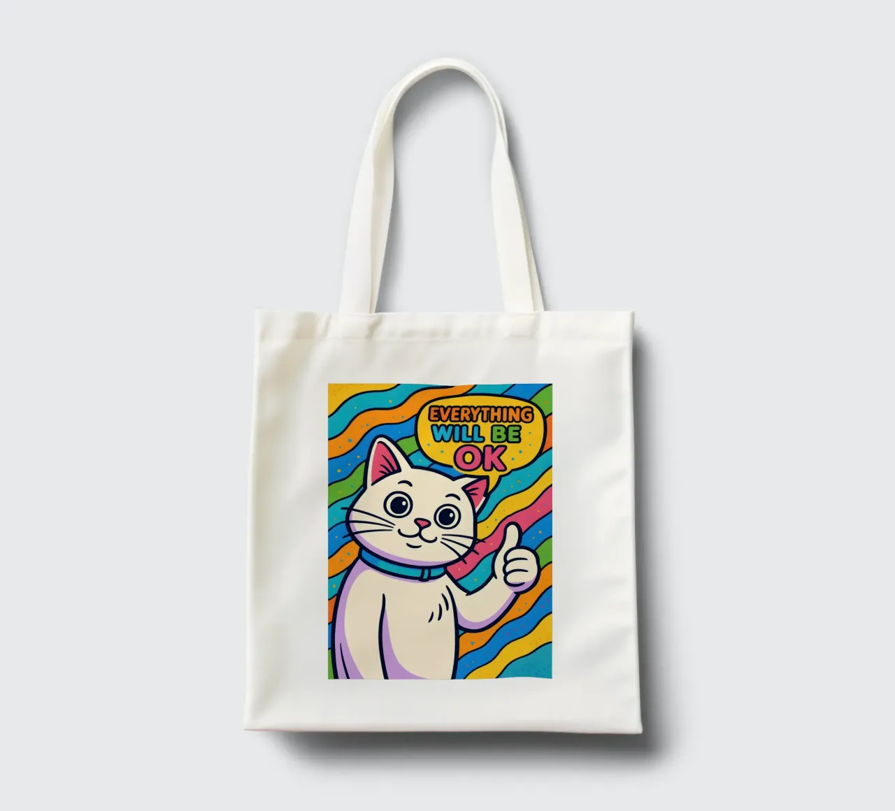 Optimistic Cat Vibes tote bag by MakArena