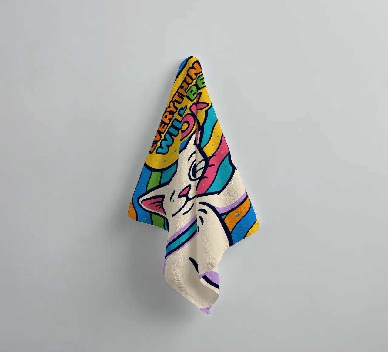 Optimistic Cat Vibes towel by MakArena