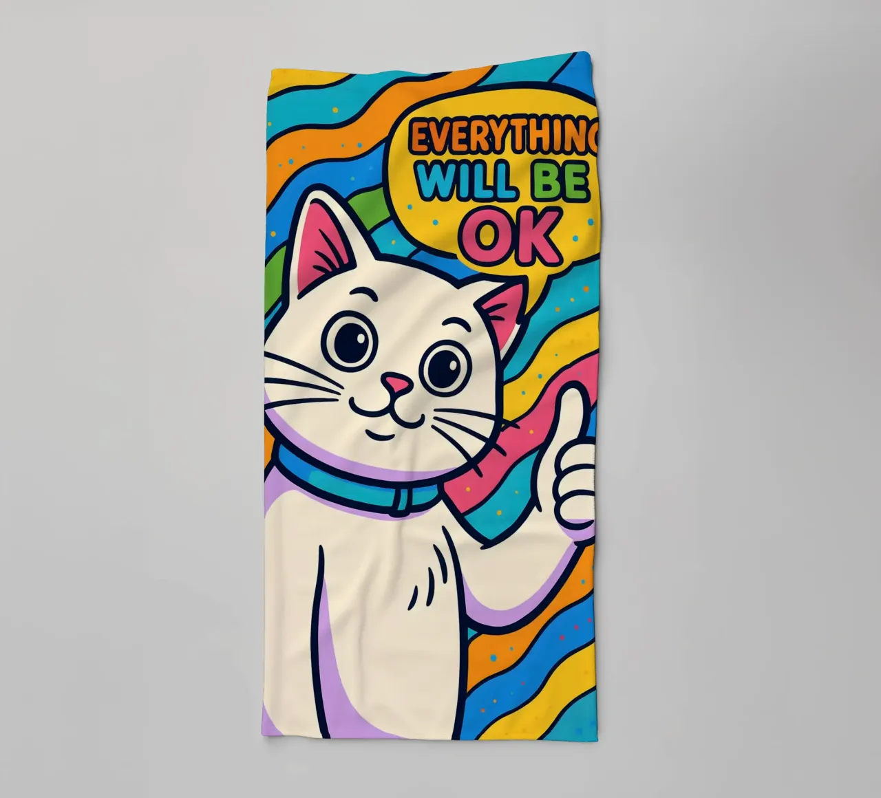 Optimistic Cat Vibes towel by MakArena