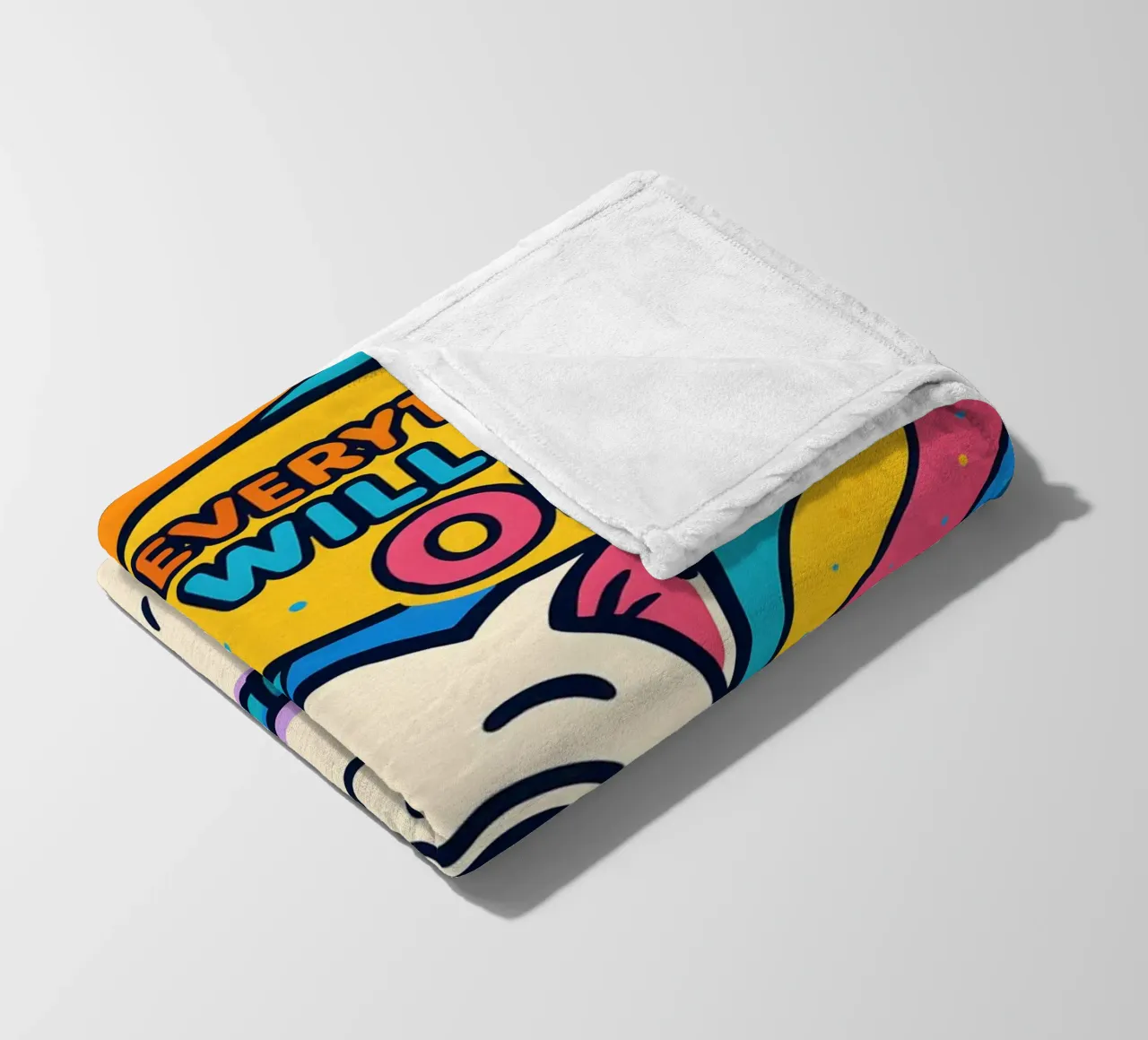 Optimistic Cat Vibes fleece blanket by MakArena