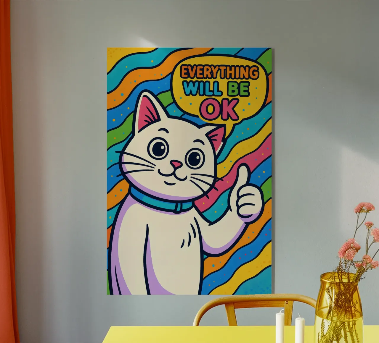 Optimistic Cat Vibes acrylic glass by MakArena