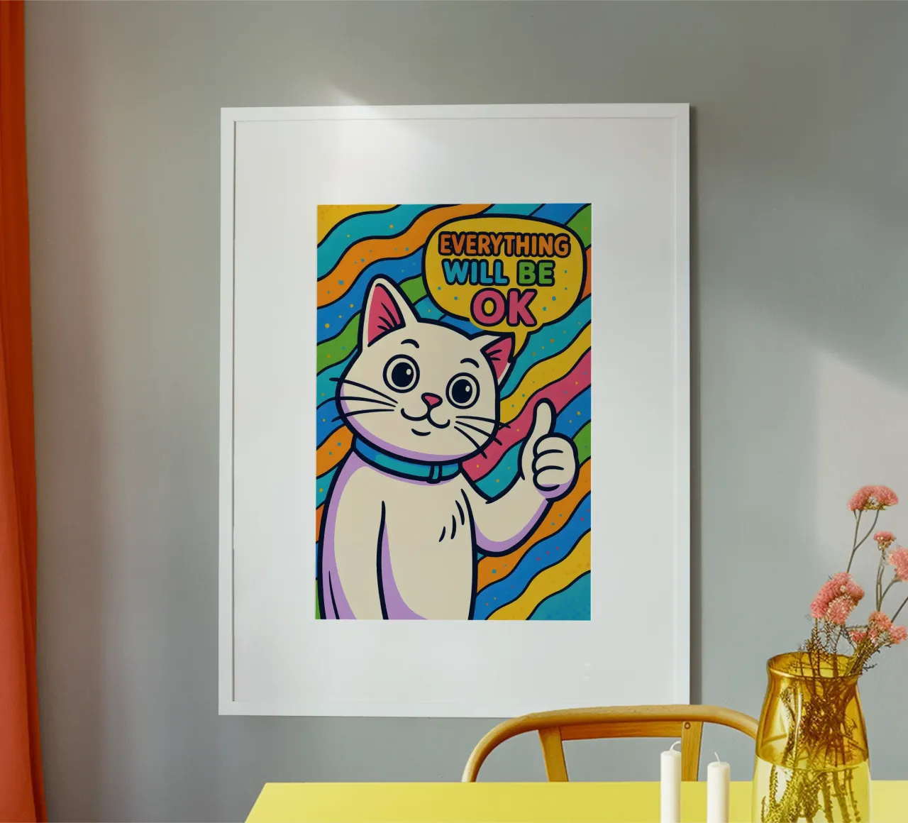 Optimistic Cat Vibes hahnemühle by MakArena