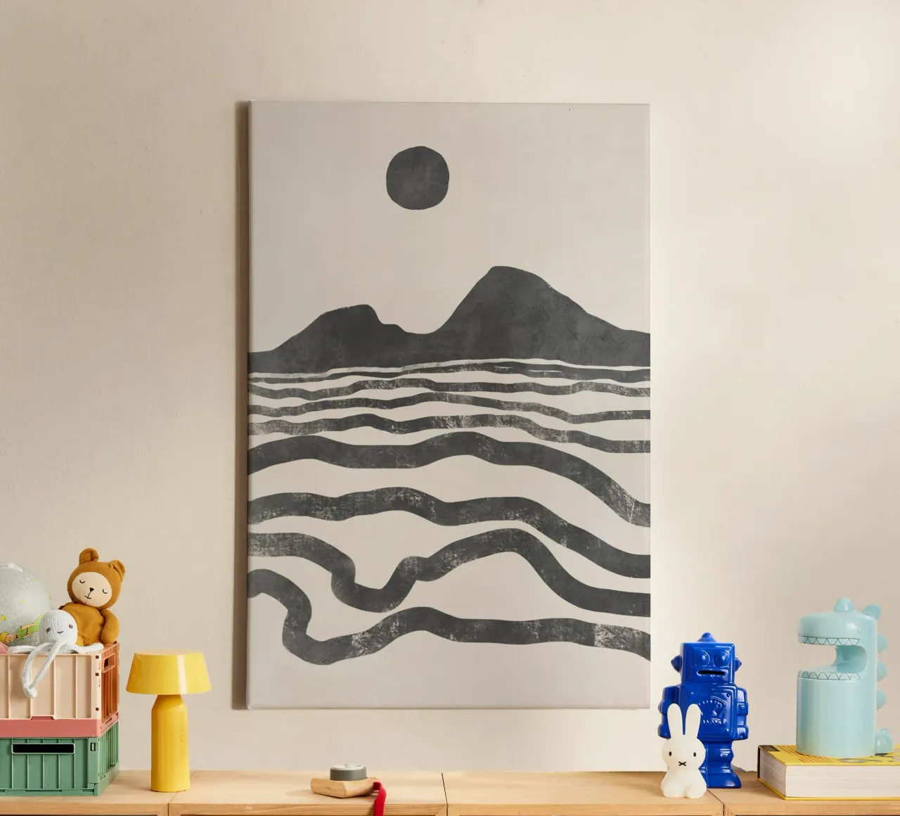 Abstracte berg muurkunst, moderne print canvas met Baklijst van AbstractPrints