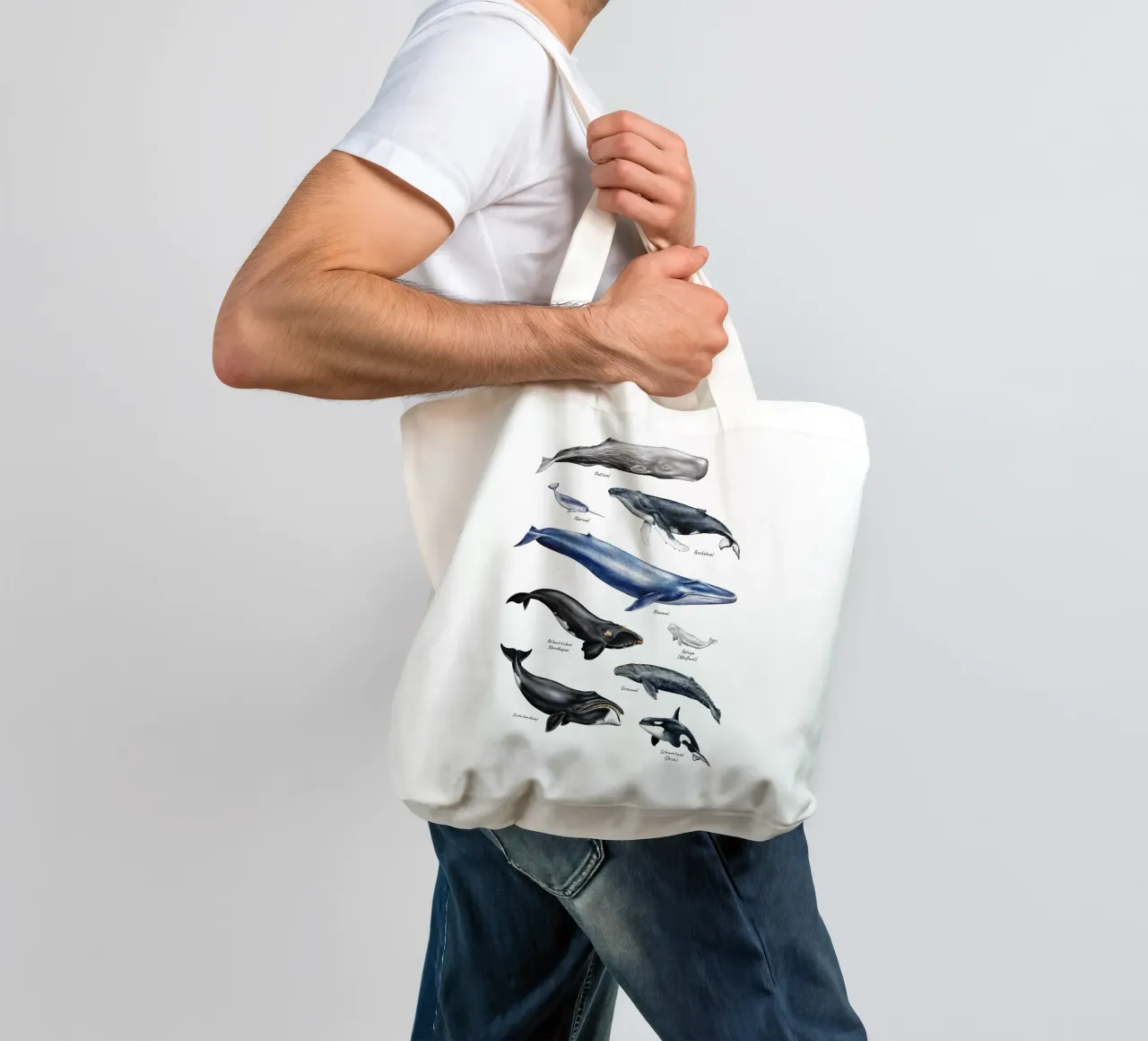Wale & Delfine Nr.01 • Arten entdecken Lernbild Illustration borsa in juta da Moonlit Illustrations