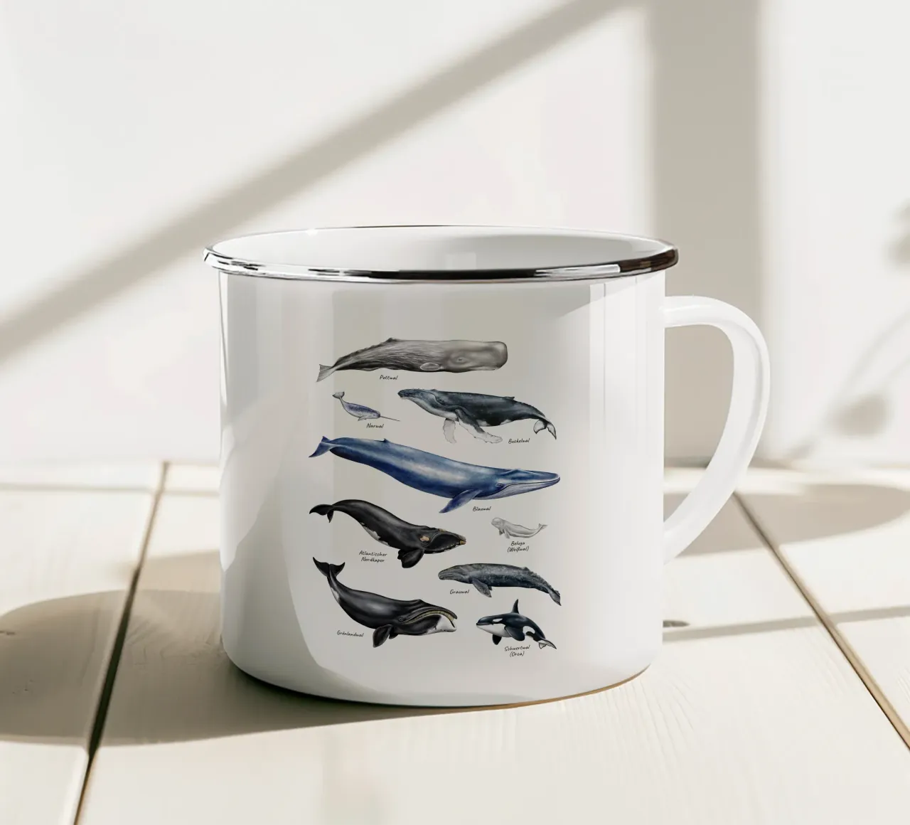 Wale & Delfine Nr.01 • Arten entdecken Lernbild Illustration tazza in smalto da Moonlit Illustrations
