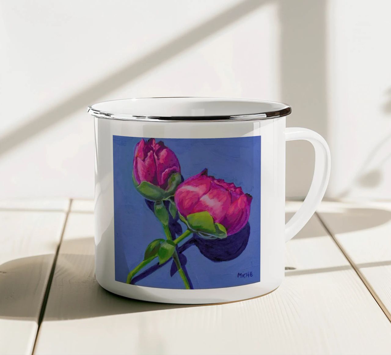 Peonies tazza in smalto da Miche Watkins