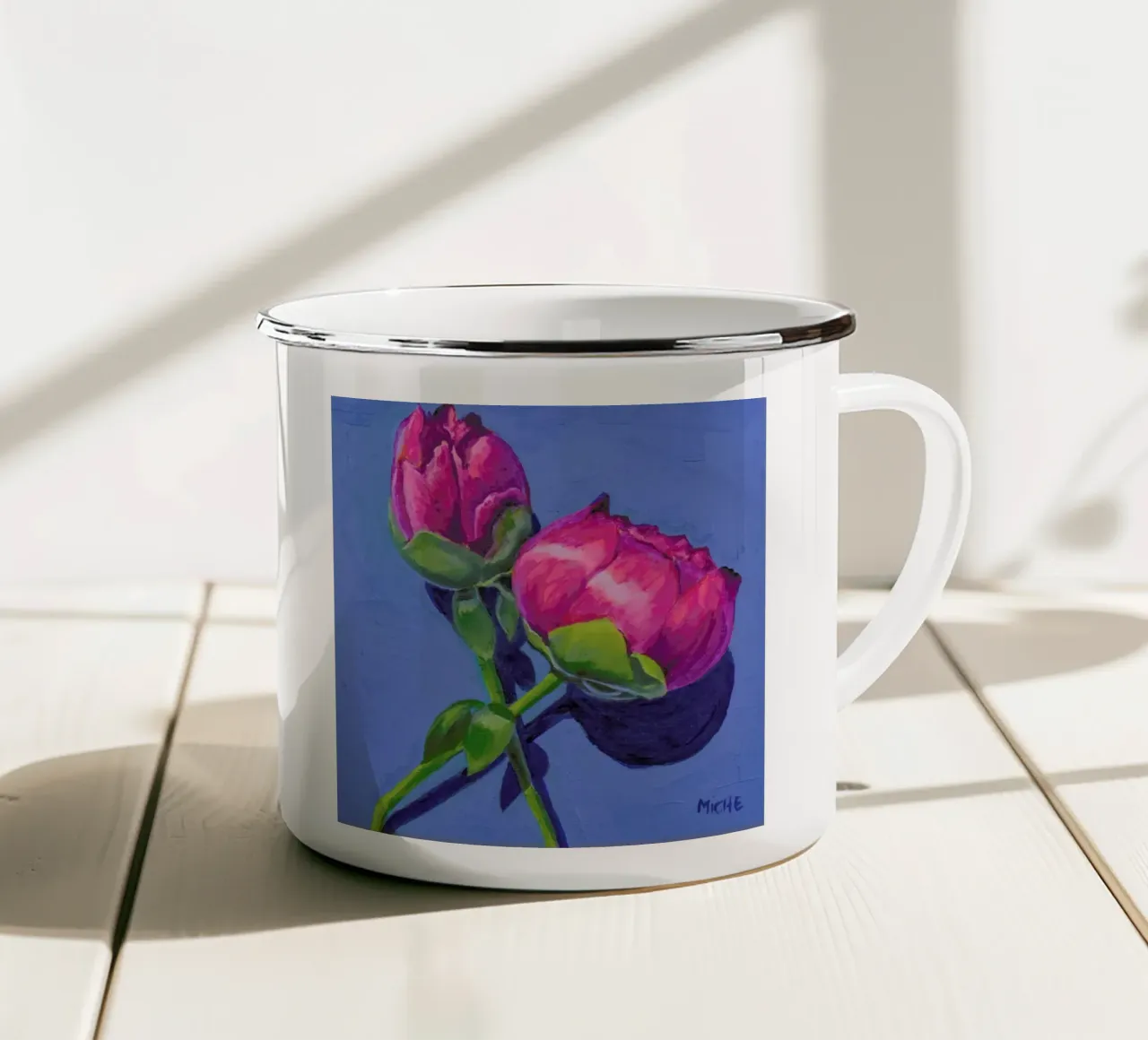 Peonies tazza in smalto da Miche Watkins