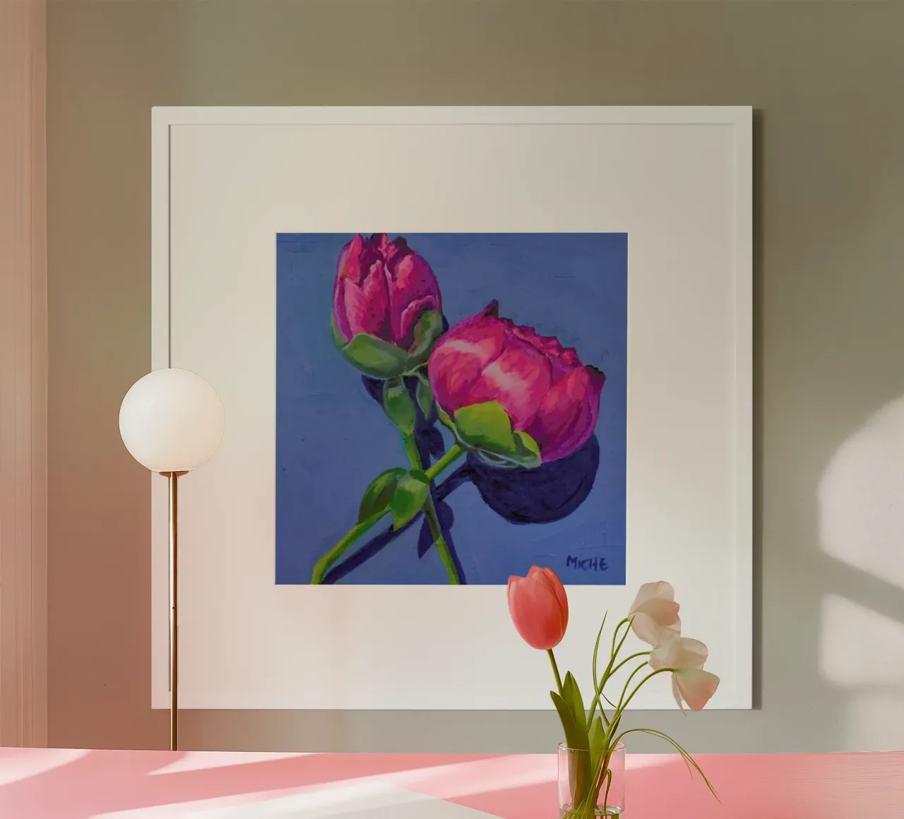 Peonies poster con telaio in legno da Miche Watkins