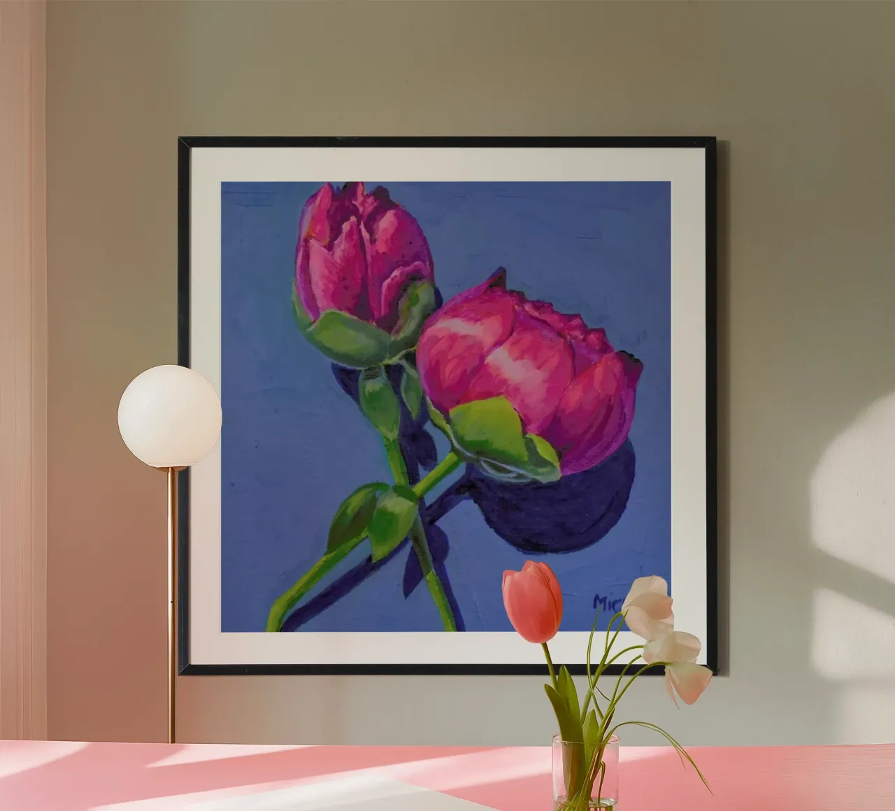 Peonies poster con telaio in legno da Miche Watkins