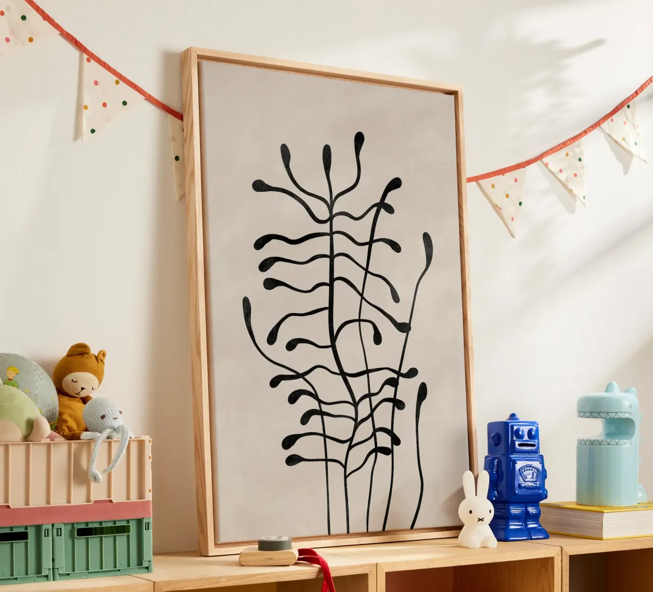 Abstract Botanical Print, Modern Wall Art canvas with Floater frame by AbstractPrints