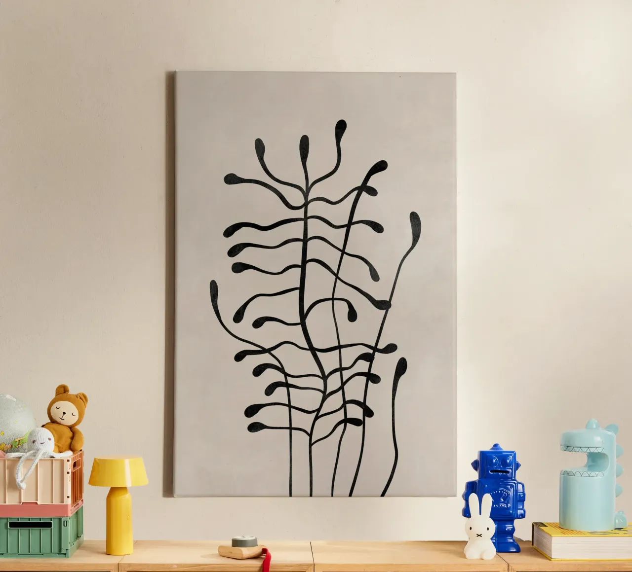 Abstract Botanical Print, Modern Wall Art canvas with Floater frame by AbstractPrints