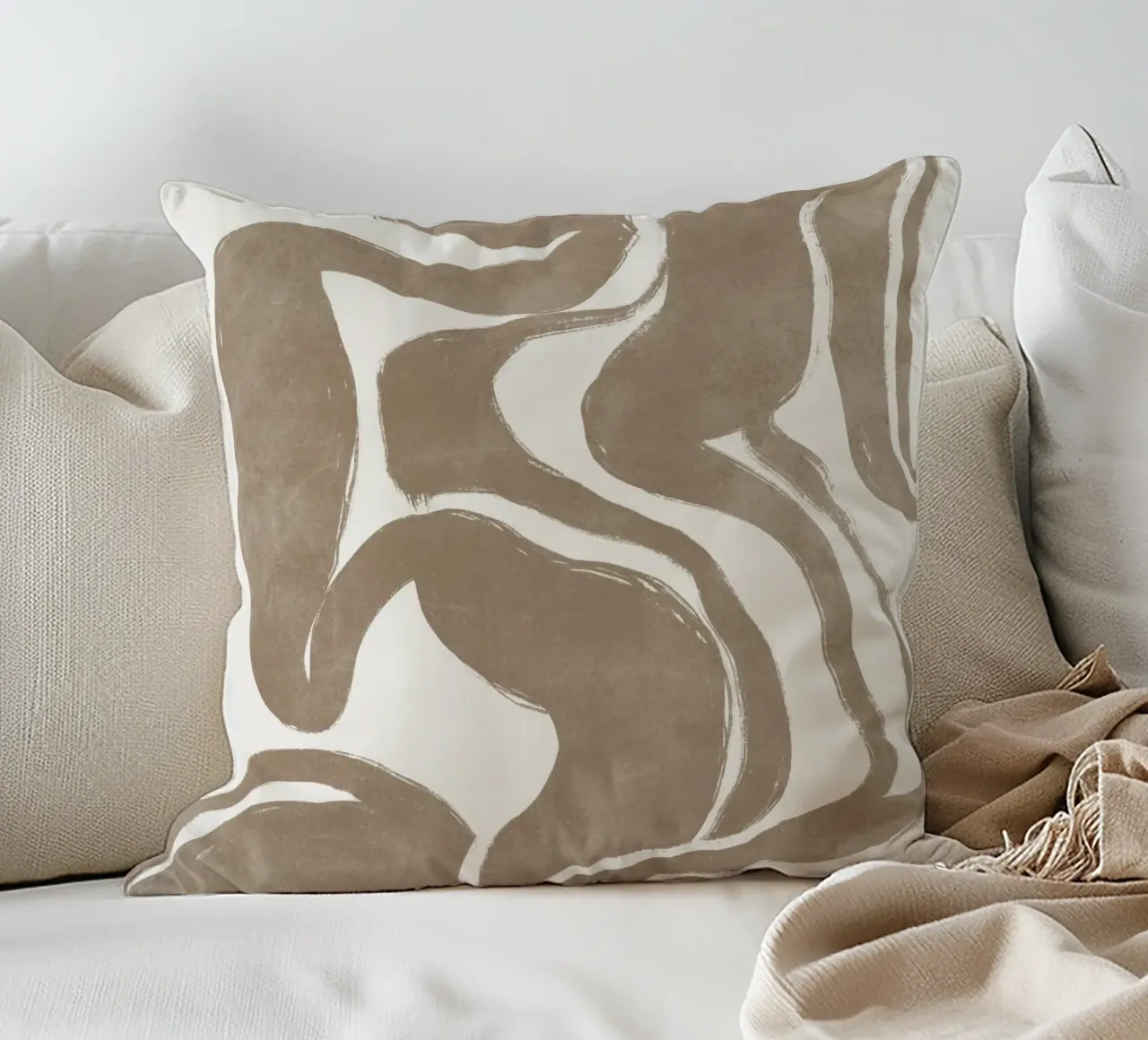 Abstract Print, Modern Neutral Wall Art decorative cushion by AbstractPrints