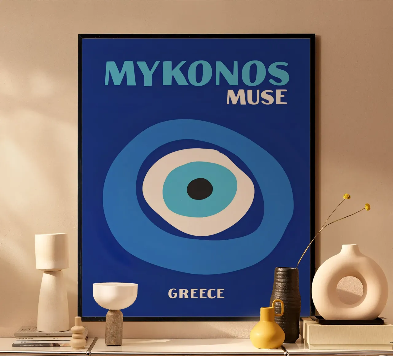 Mykonos Muse: Malocchio, viaggi in Grecia e arte Boho Chic poster da NorwesClub