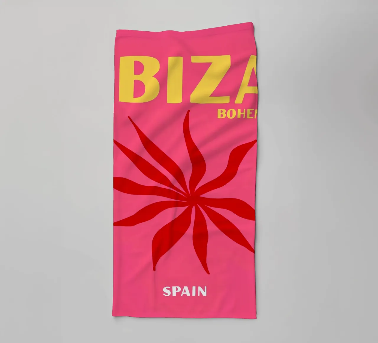 Ibiza Bohemia: Retro Travel, Abstract Starburst Pop Art towel by NorwesClub