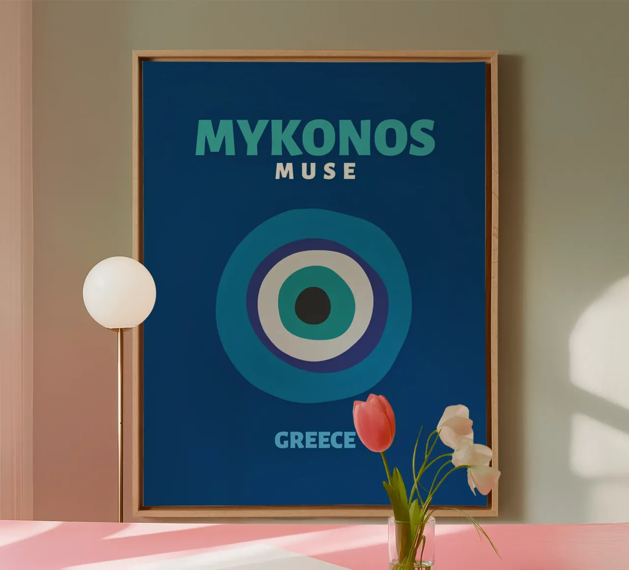 Mykonos Muse: Malocchio, viaggi in Grecia e arte Boho Chic tela con Cornice a cassetta da NorwesClub