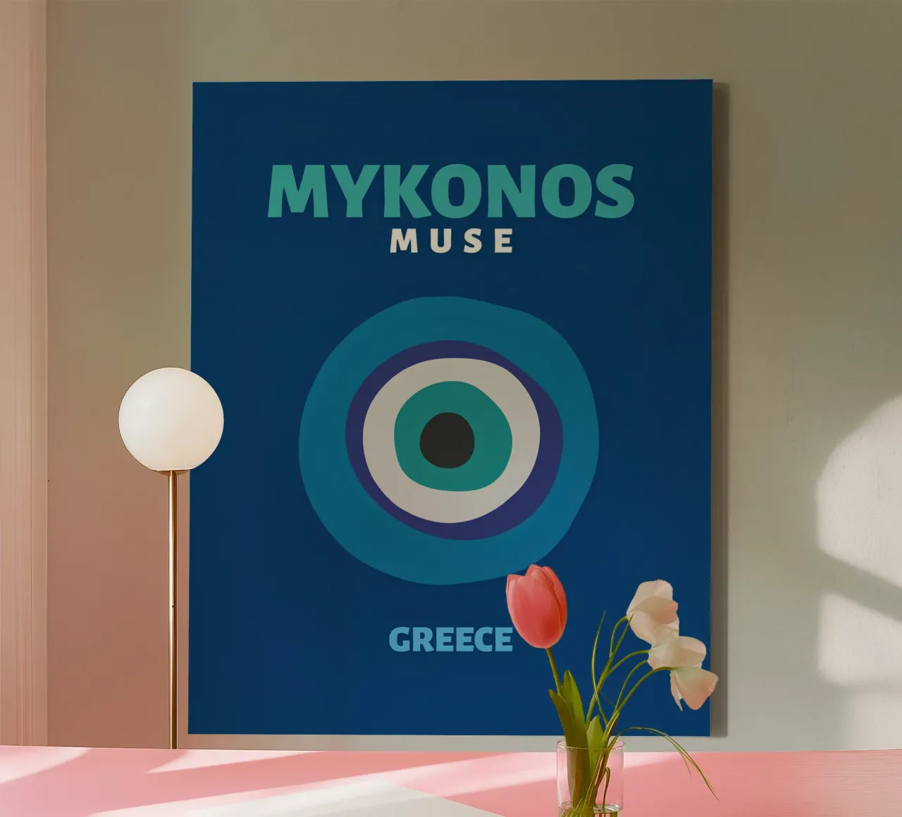 Mykonos Muse: Malocchio, viaggi in Grecia e arte Boho Chic tela con Cornice a cassetta da NorwesClub