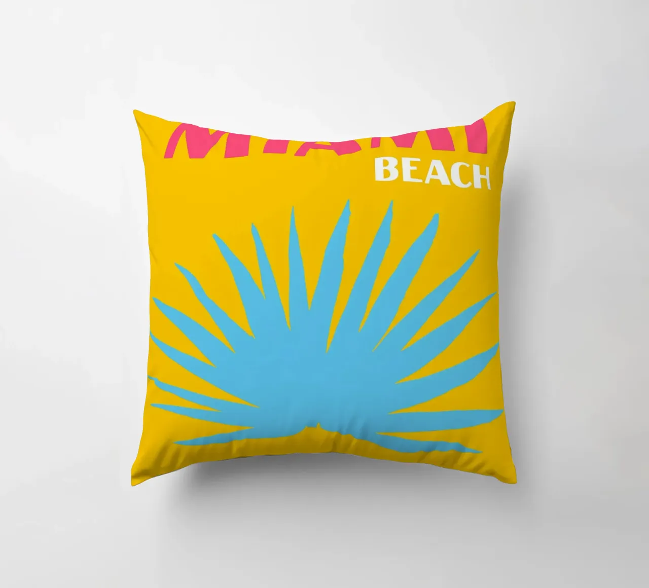 Miami Beach Vibes: Palma retrò, poster di viaggio pop art cuscino da NorwesClub