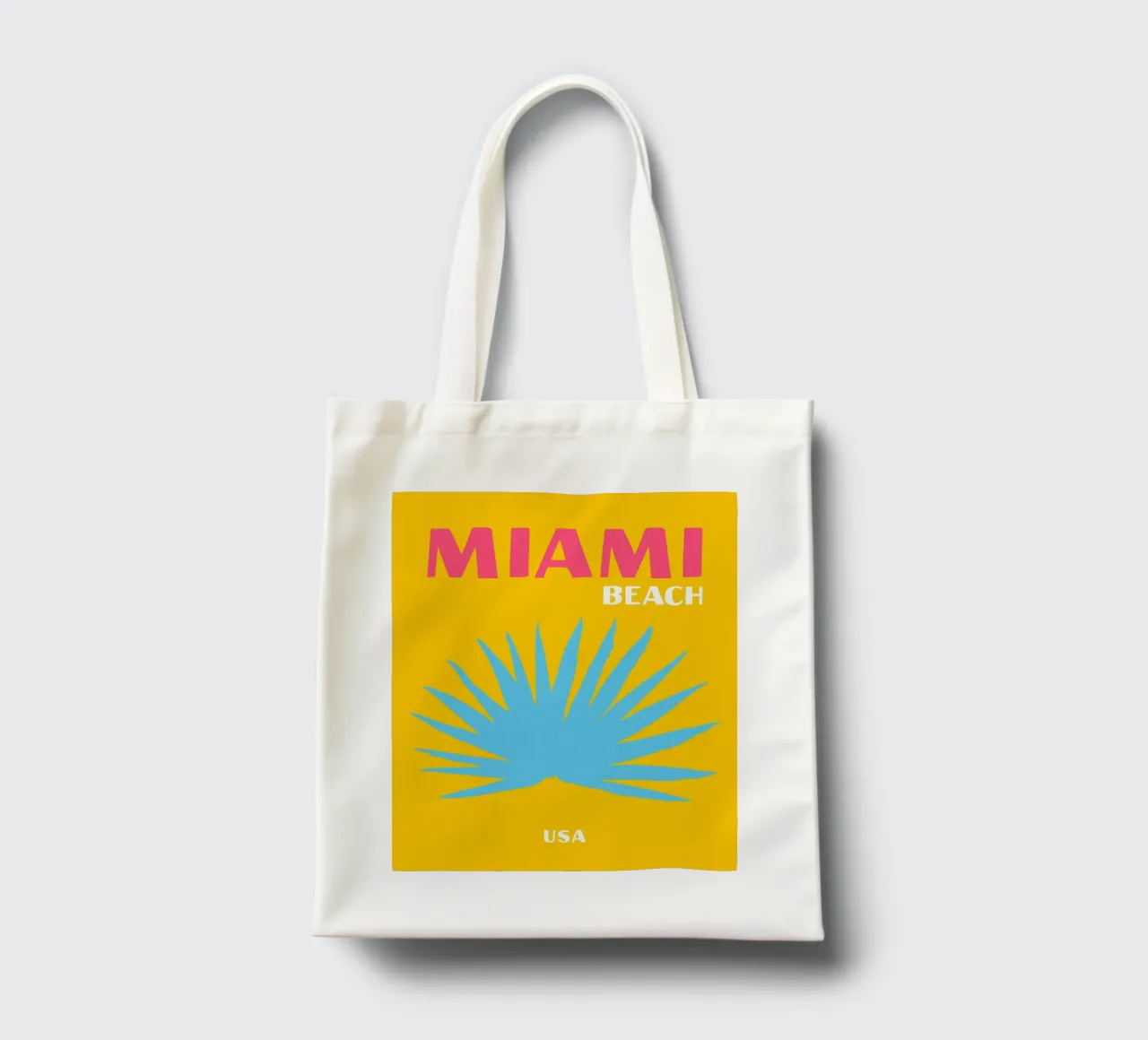 Miami Beach Vibes: Palma retrò, poster di viaggio pop art borsa in juta da NorwesClub