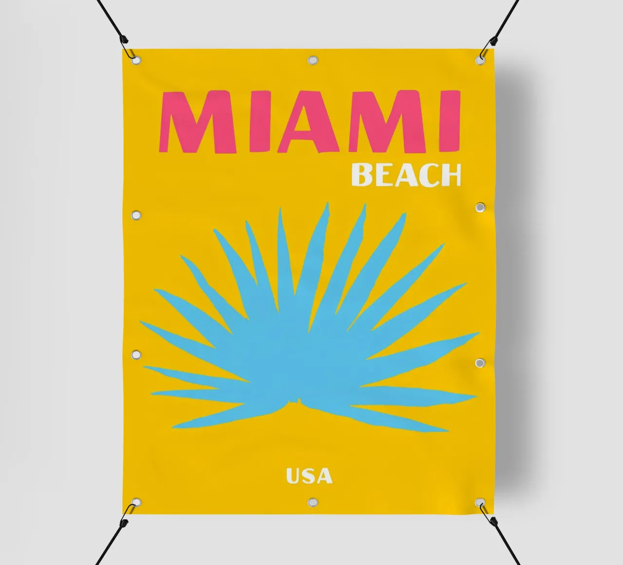 Miami Beach Vibes: Palma retrò, poster di viaggio pop art telo in pvc da NorwesClub