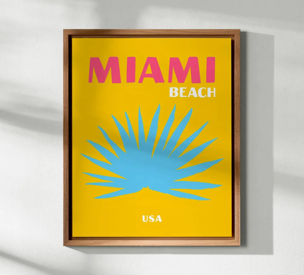 Miami Beach Vibes: Palma retrò, poster di viaggio pop art pannello forex da NorwesClub