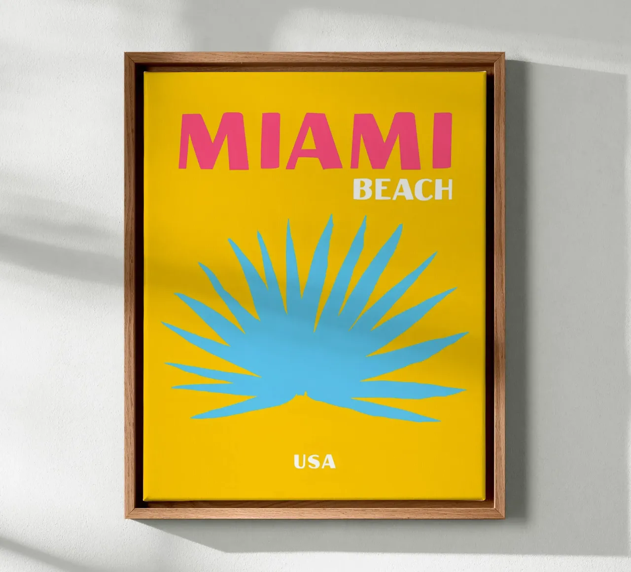 Miami Beach Vibes: Retro Palm, Pop Art Reisposter canvas van NorwesClub