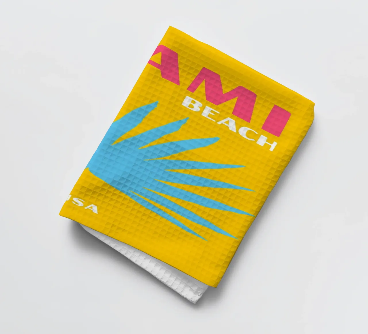 Miami Beach Vibes: Retro Palm, Pop Art Reisposter theedoek van NorwesClub