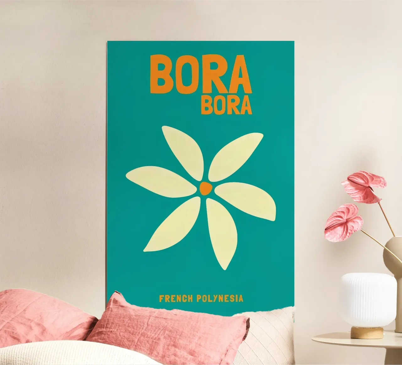 Bora Bora Bliss: Fiore retrò, arte di viaggio in Polinesia Francese poster da NorwesClub