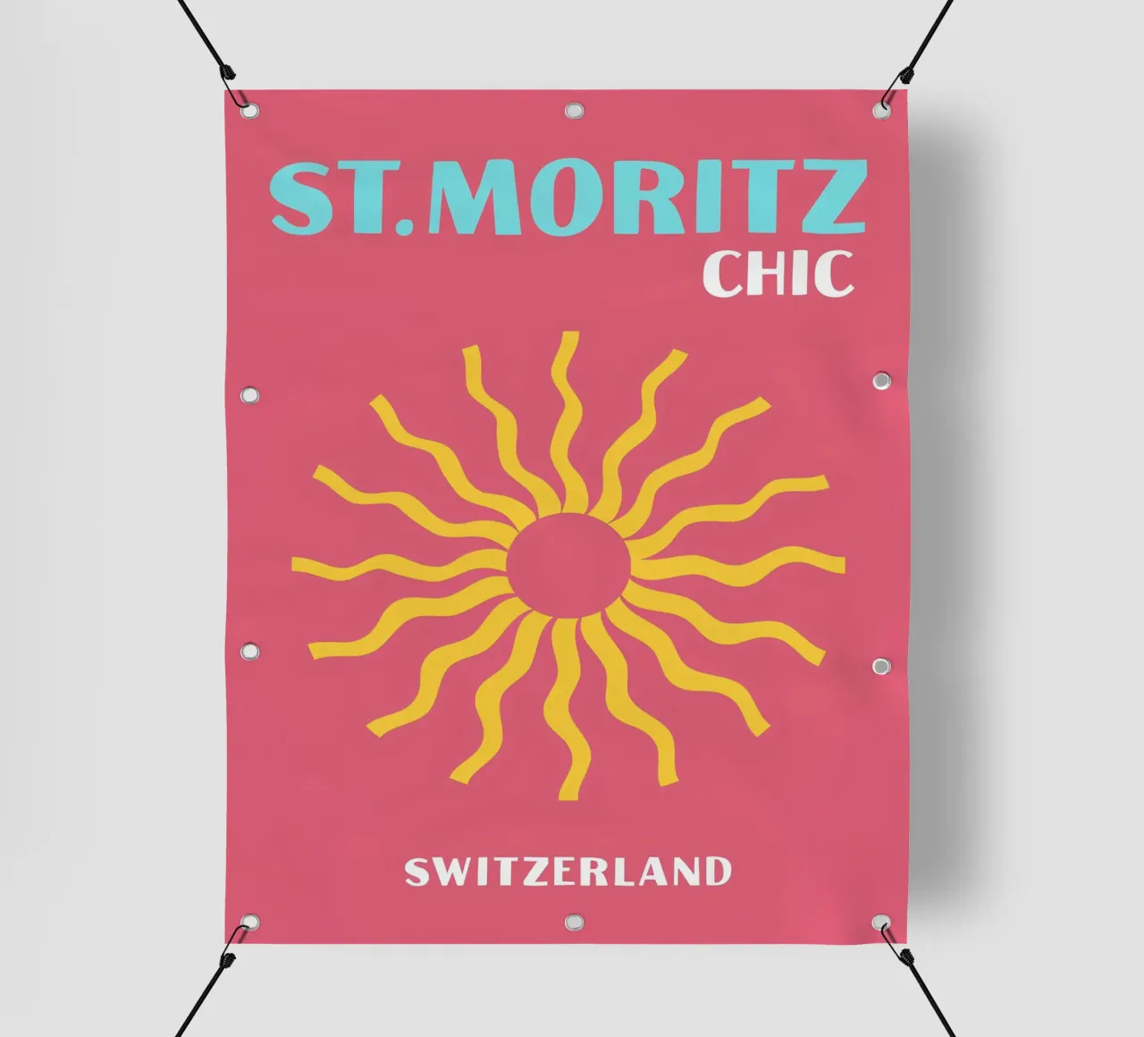 St. Moritz Chic: Sole retrò, viaggi in Svizzera e Pop Art telo in pvc da NorwesClub