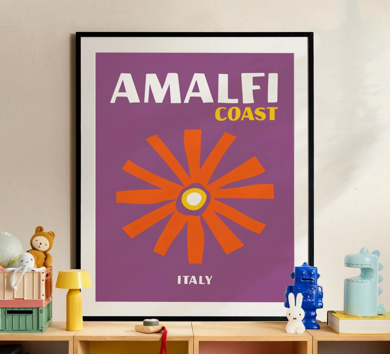 Costiera Amalfitana: Fiori retrò, viaggi in Italia e Pop Art poster da NorwesClub