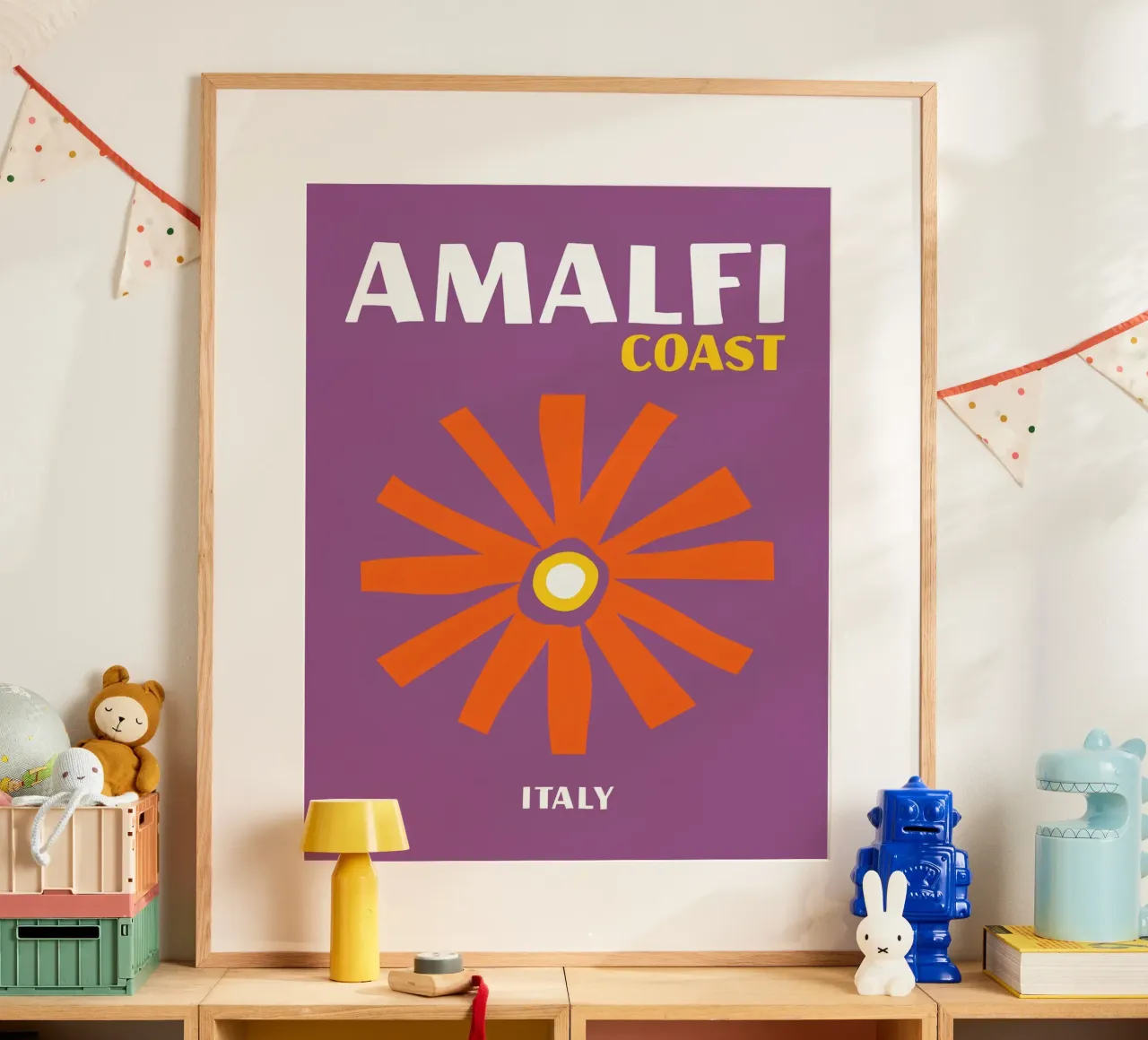 Costiera Amalfitana: Fiori retrò, viaggi in Italia e Pop Art poster da NorwesClub