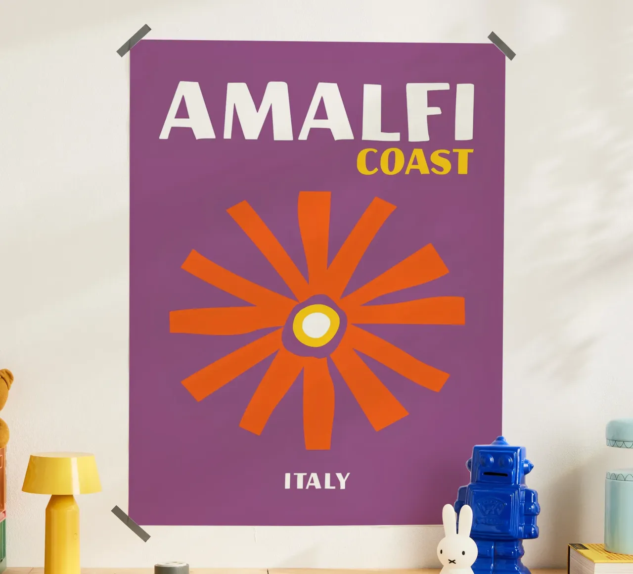 Costiera Amalfitana: Fiori retrò, viaggi in Italia e Pop Art poster da NorwesClub