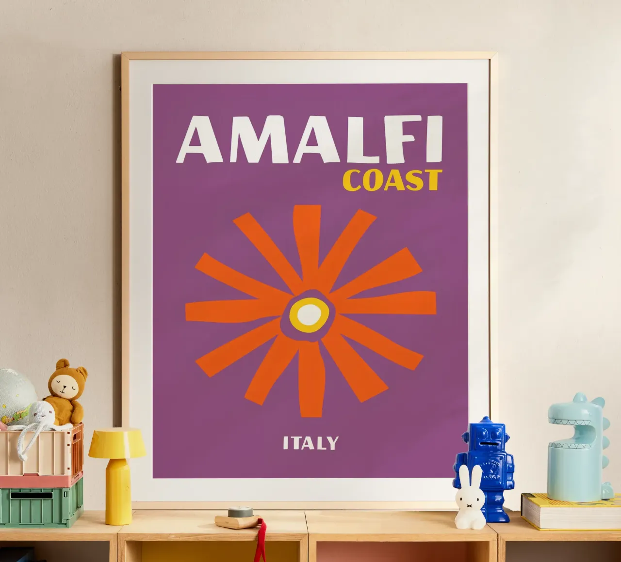 Costiera Amalfitana: Fiori retrò, viaggi in Italia e Pop Art poster da NorwesClub