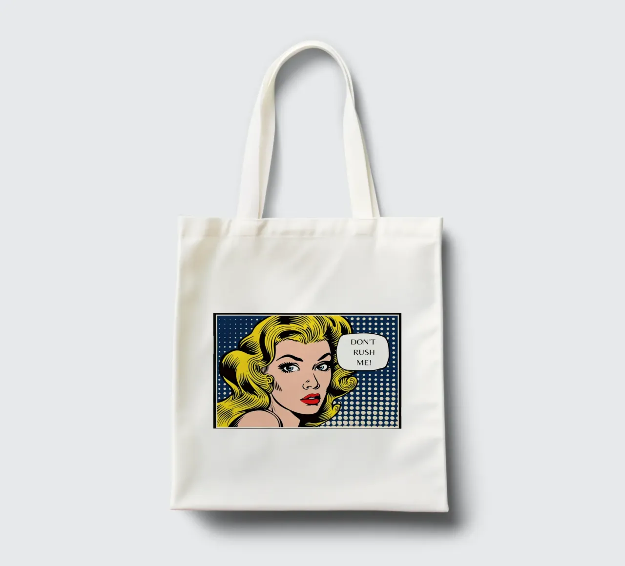 Retro Pop: "Non abbiate fretta di me! Stampa a fumetti borsa in juta da NorwesClub